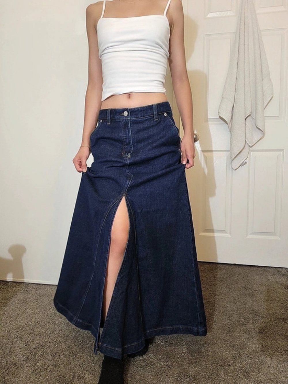 Banana Republic Denim Maxi Skirt with Front Slit Blue Size 0